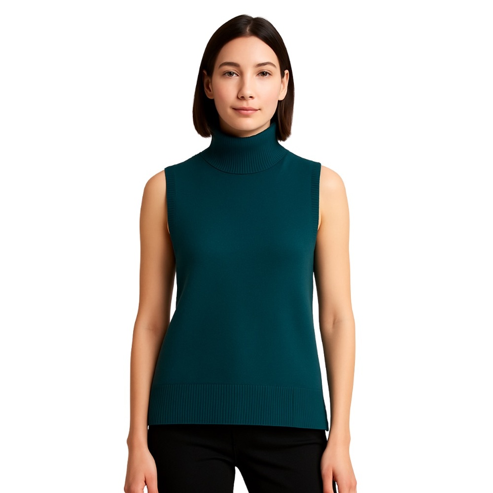 Babaton Byline Sleeveless Wool Turtleneck Sweater Vest XS Forest Green Aritzia